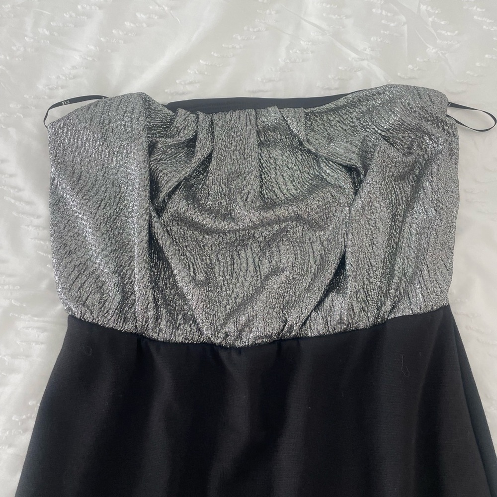 silver shiny dress black